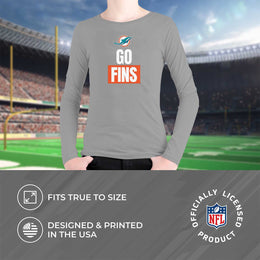 Miami Dolphins NFL Youth Team Slogan crewneck Sweatshirt - Gray