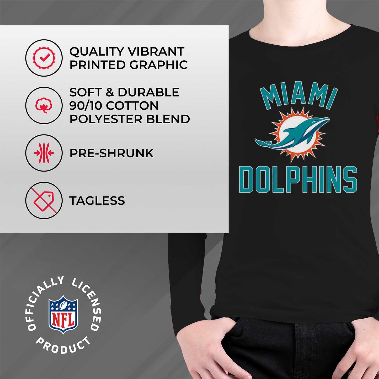 Miami Dolphins NFL Youth Gameday Crewneck Sweatshirt - Black