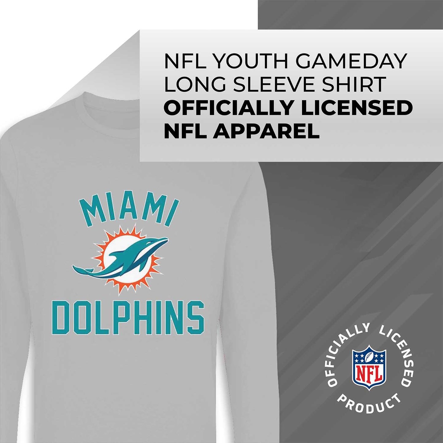 Miami Dolphins NFL Youth Gameday Crewneck Sweatshirt - Gray