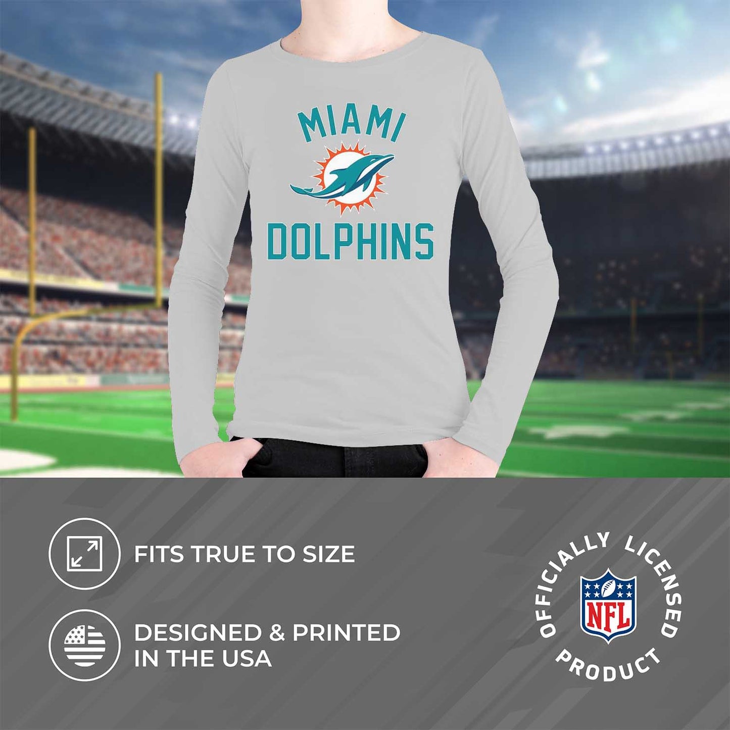 Miami Dolphins NFL Youth Gameday Crewneck Sweatshirt - Gray