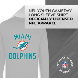 Miami Dolphins NFL Gameday Youth Football Long Sleeve Shirt - Gray