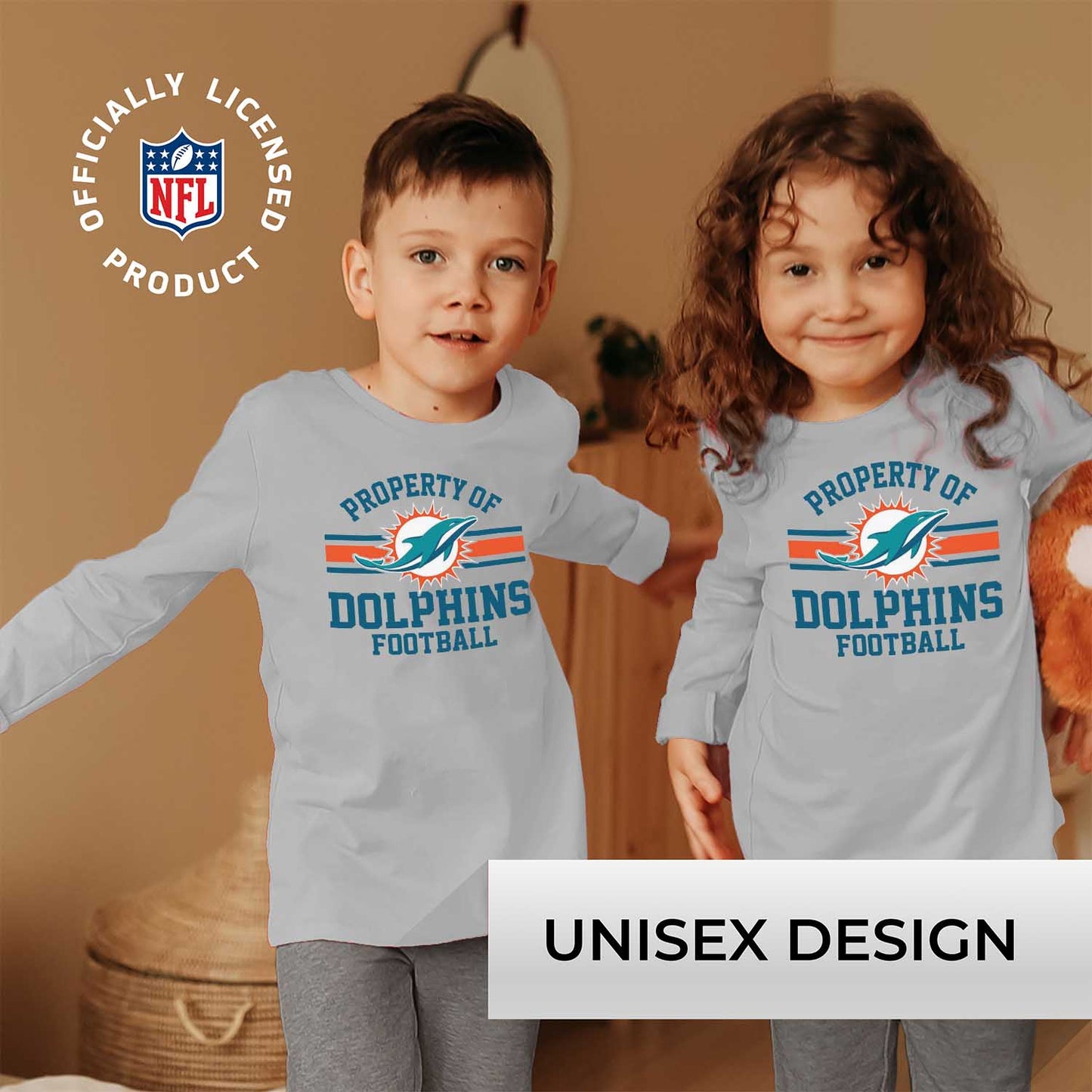 Miami Dolphins NFL Youth Property Of Long Sleeve Lightweight T Shirt - Sport Gray