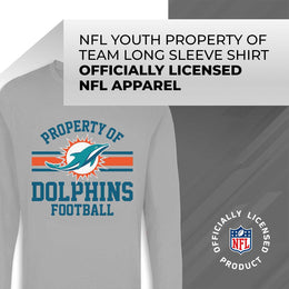 Miami Dolphins NFL Youth Property Of Long Sleeve Lightweight T Shirt - Sport Gray