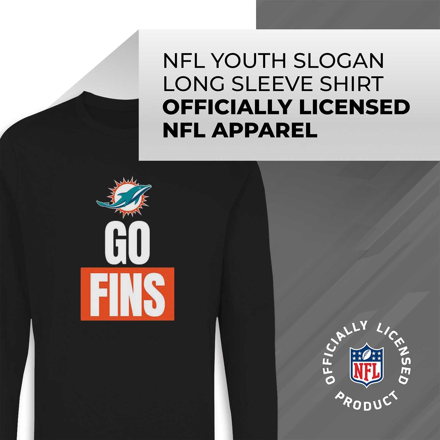 Miami Dolphins NFL Youth Team Slogan Long Sleeve Shirt  - Black