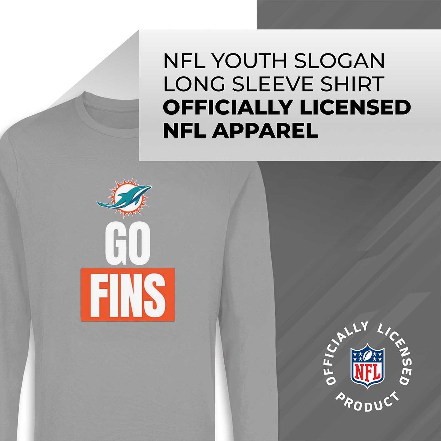 Miami Dolphins NFL Youth Team Slogan Long Sleeve Shirt  - Gray