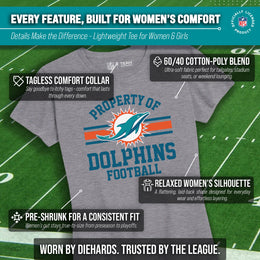 Miami Dolphins NFL Womens Short Sleeve Property of Tshirt - Gray