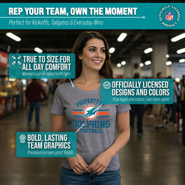 Miami Dolphins NFL Womens Short Sleeve Property of Tshirt - Gray