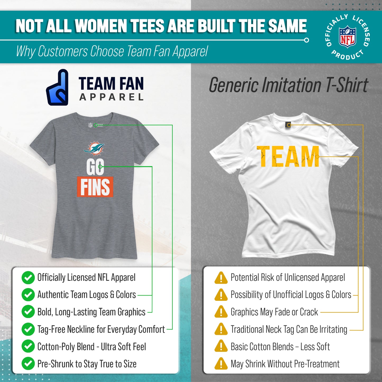 Miami Dolphins NFL Womens Team Slogan Short Sleeve Tshirt - Sport Gray