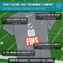 Miami Dolphins NFL Womens Team Slogan Short Sleeve Tshirt - Sport Gray