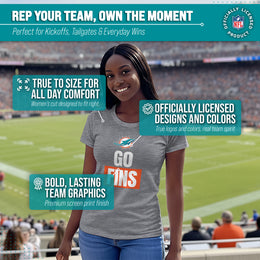 Miami Dolphins NFL Womens Team Slogan Short Sleeve Tshirt - Sport Gray