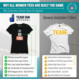 Miami Dolphins NFL Womens Team Slogan Short Sleeve Tshirt - Black