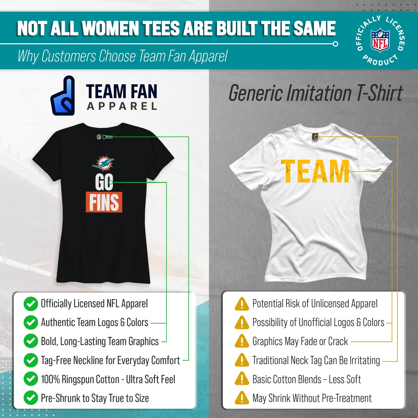 Miami Dolphins NFL Womens Team Slogan Short Sleeve Tshirt - Black