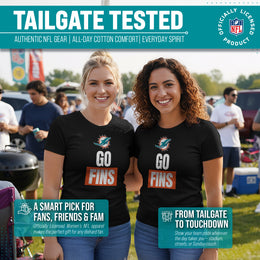 Miami Dolphins NFL Womens Team Slogan Short Sleeve Tshirt - Black