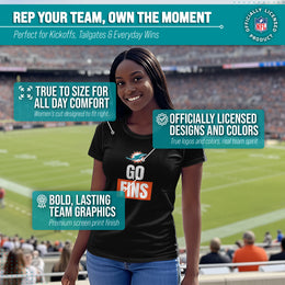 Miami Dolphins NFL Womens Team Slogan Short Sleeve Tshirt - Black