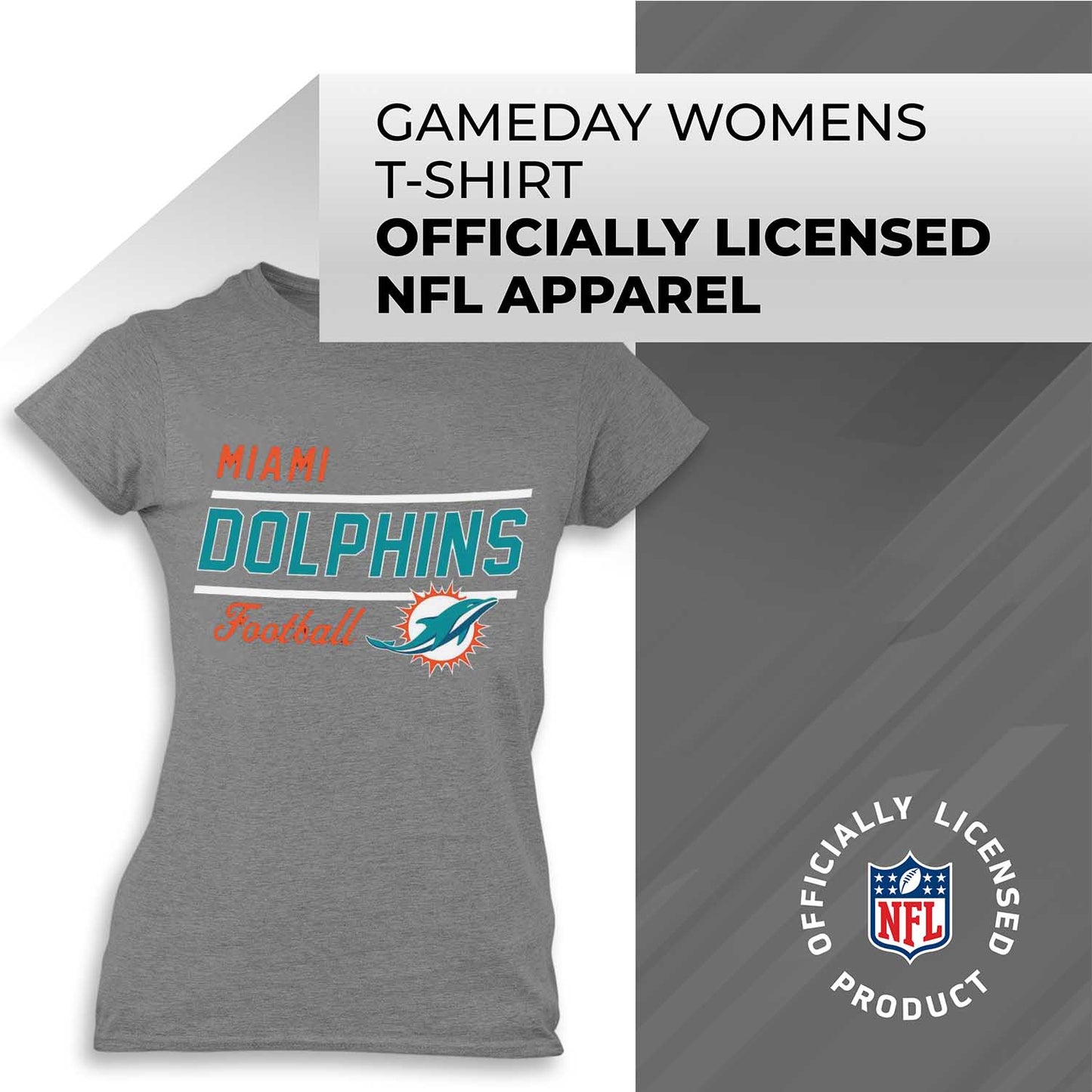 Miami Dolphins NFL Womens Plus Size Relaxed Fit T-Shirt - Gray