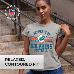 Miami Dolphins NFL Women's Property Of Lightweight Plus Size T-Shirt - Sport Gray
