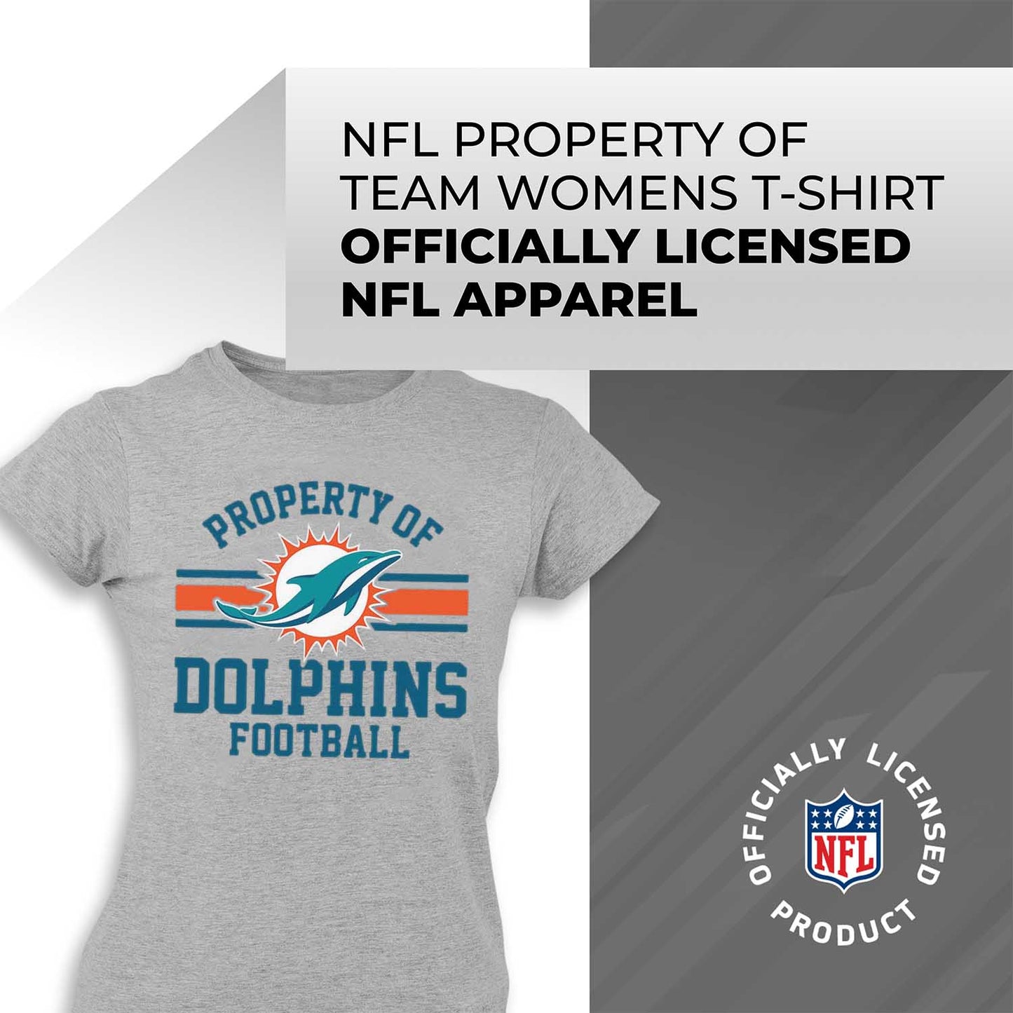 Miami Dolphins NFL Women's Property Of Lightweight Plus Size T-Shirt - Sport Gray