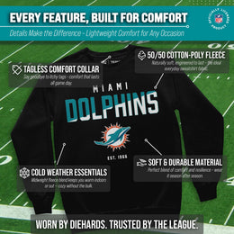 Miami Dolphins Adult NFL Diagonal Fade Color Block Crewneck Sweatshirt - Black