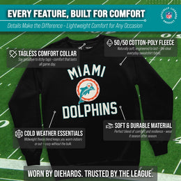 Miami Dolphins NFL Adult Unisex Retro Gameday Ultra Soft Fleece Crewneck Sweatshirt - Black