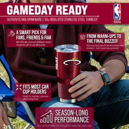 Miami Heat NBA Basketball 30oz Stainless Steel Vacuum Insulated Game Day Tumbler with Silicone Grip - Garnet
