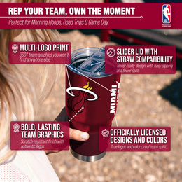 Miami Heat NBA Basketball 30oz Stainless Steel Vacuum Insulated Game Day Tumbler with Silicone Grip - Garnet