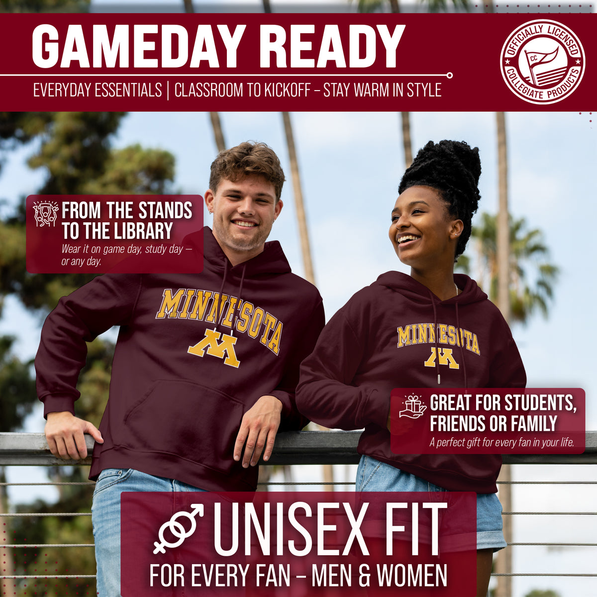 MINN Arch & Logo Gameday Hoodie - Maroon