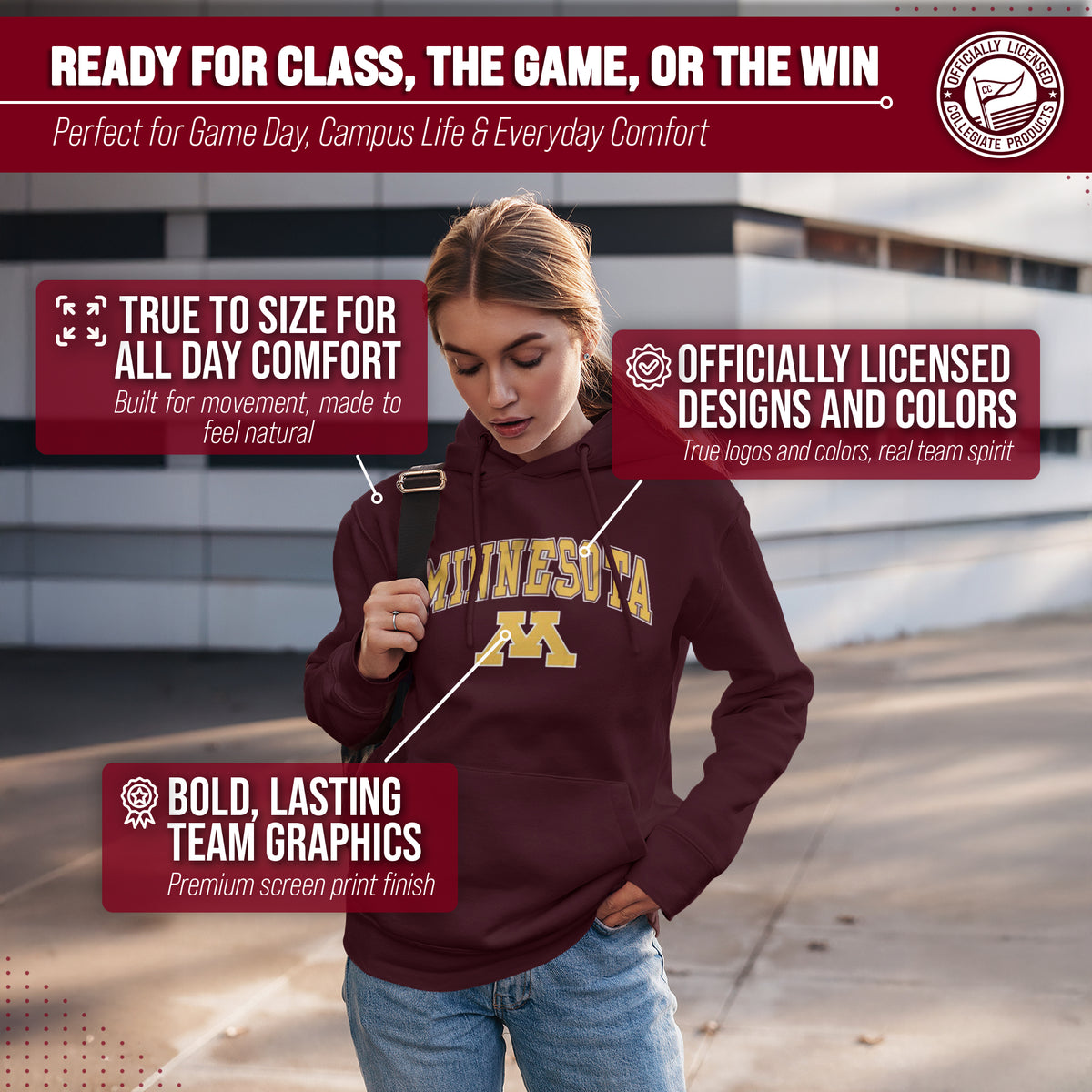 MINN Arch & Logo Gameday Hoodie - Maroon