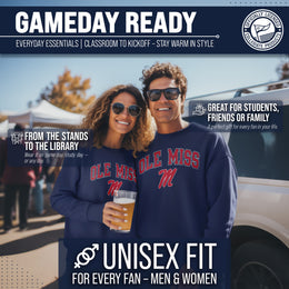 Ole Miss Rebels Adult Arch & Logo Soft Style Gameday Crewneck Sweatshirt - Navy