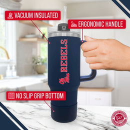 Ole Miss Rebels College & University 40 oz Travel Tumbler With Handle - Navy
