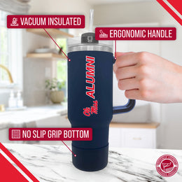 Ole Miss Rebels Collegiate 40oz Stainless Steel Travel Tumbler with Handle for Alumni - Navy