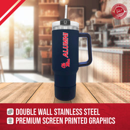 Ole Miss Rebels Collegiate 40oz Stainless Steel Travel Tumbler with Handle for Alumni - Navy