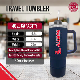 Ole Miss Rebels Collegiate 40oz Stainless Steel Travel Tumbler with Handle for Alumni - Navy