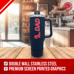 Ole Miss Rebels Collegiate 40oz Stainless Steel Travel Tumbler with Handle for Dad - Navy