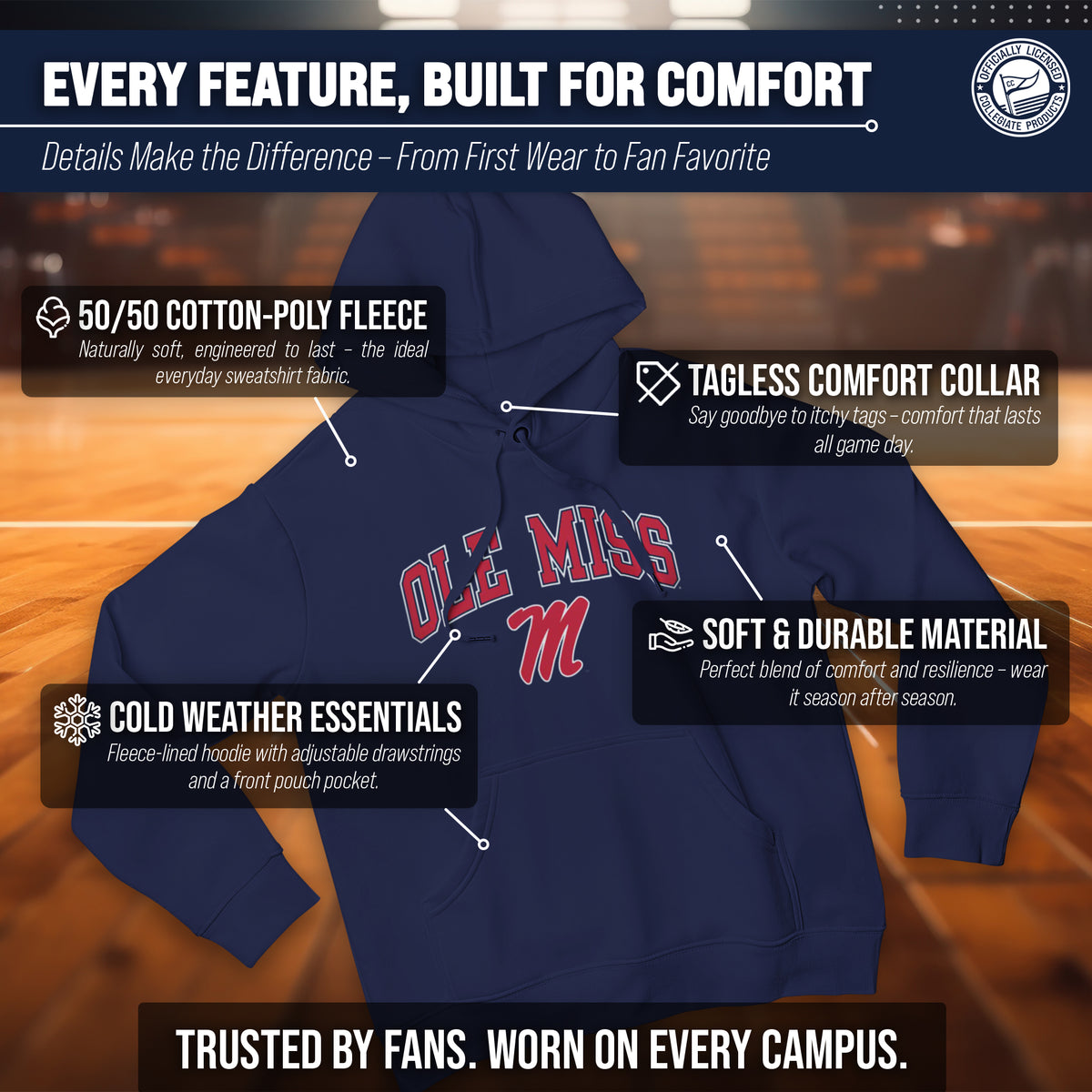 MISS Arch & Logo Gameday Hoodie - Navy