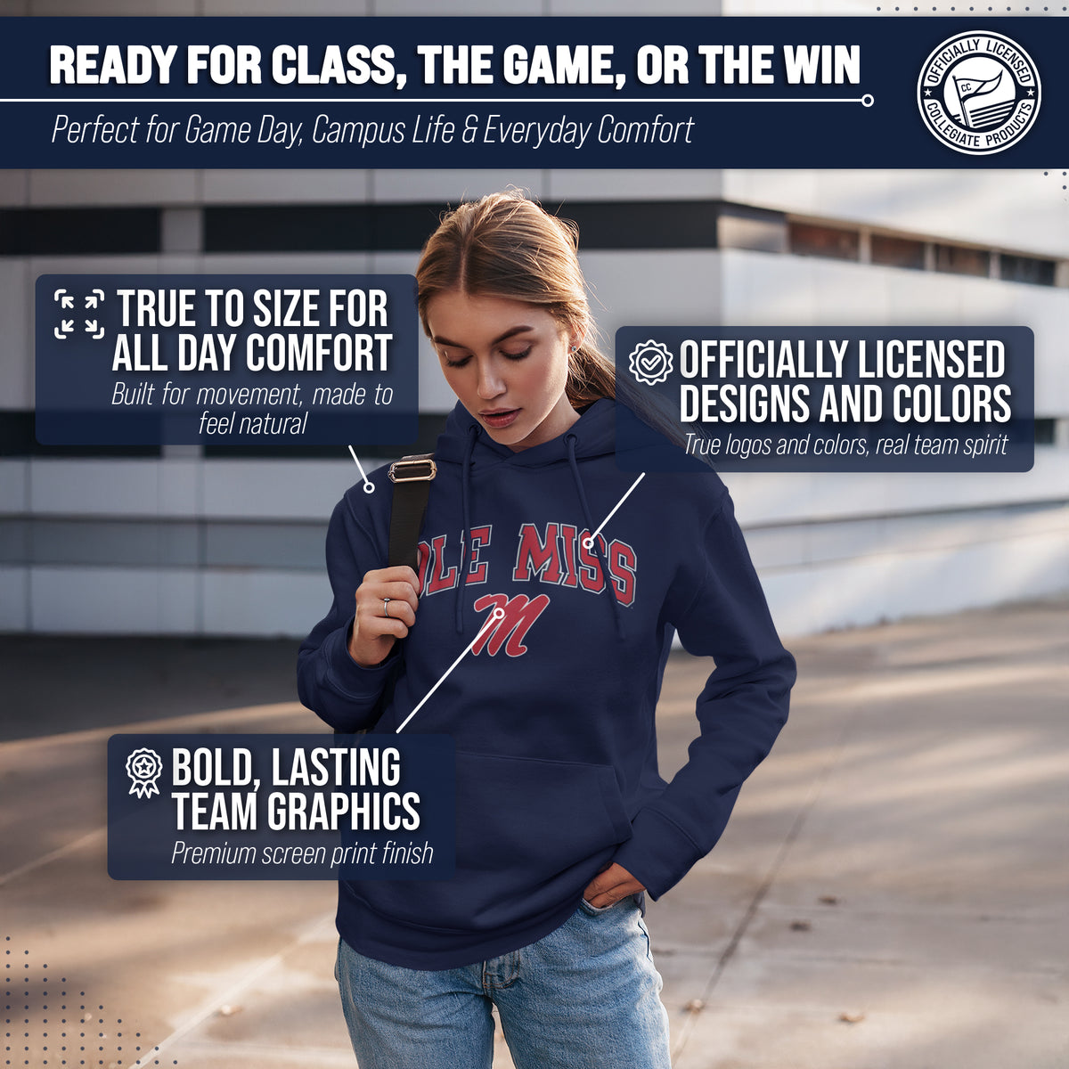 MISS Arch & Logo Gameday Hoodie - Navy