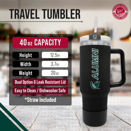 Michigan State Spartans Collegiate 40oz Stainless Steel Travel Tumbler with Handle for Alumni - Black