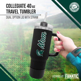 Michigan State Spartans Collegiate 40oz Stainless Steel Travel Tumbler with Handle for Mom - Black