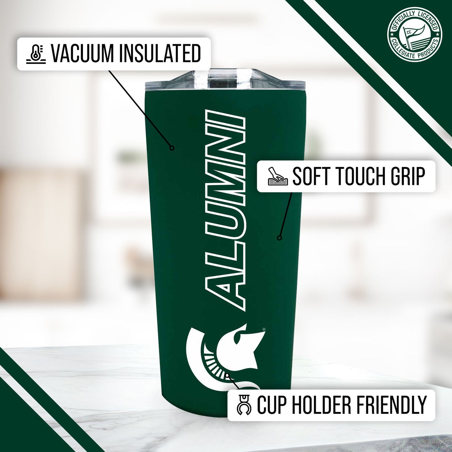 Michigan State Spartans Collegiate Stainless Steel Travel Tumbler for Alumni - Green