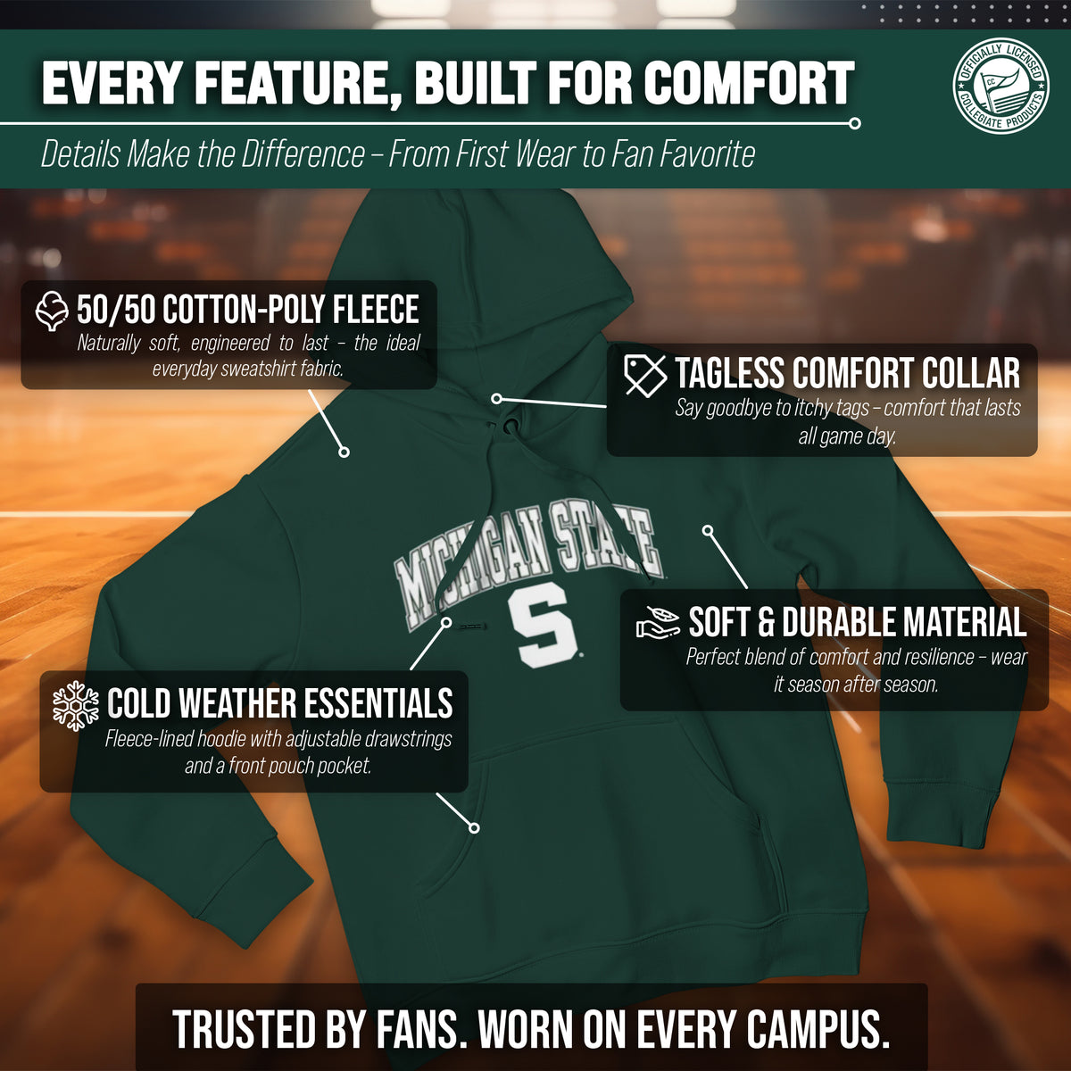 MIST Arch & Logo Gameday Hoodie - Green