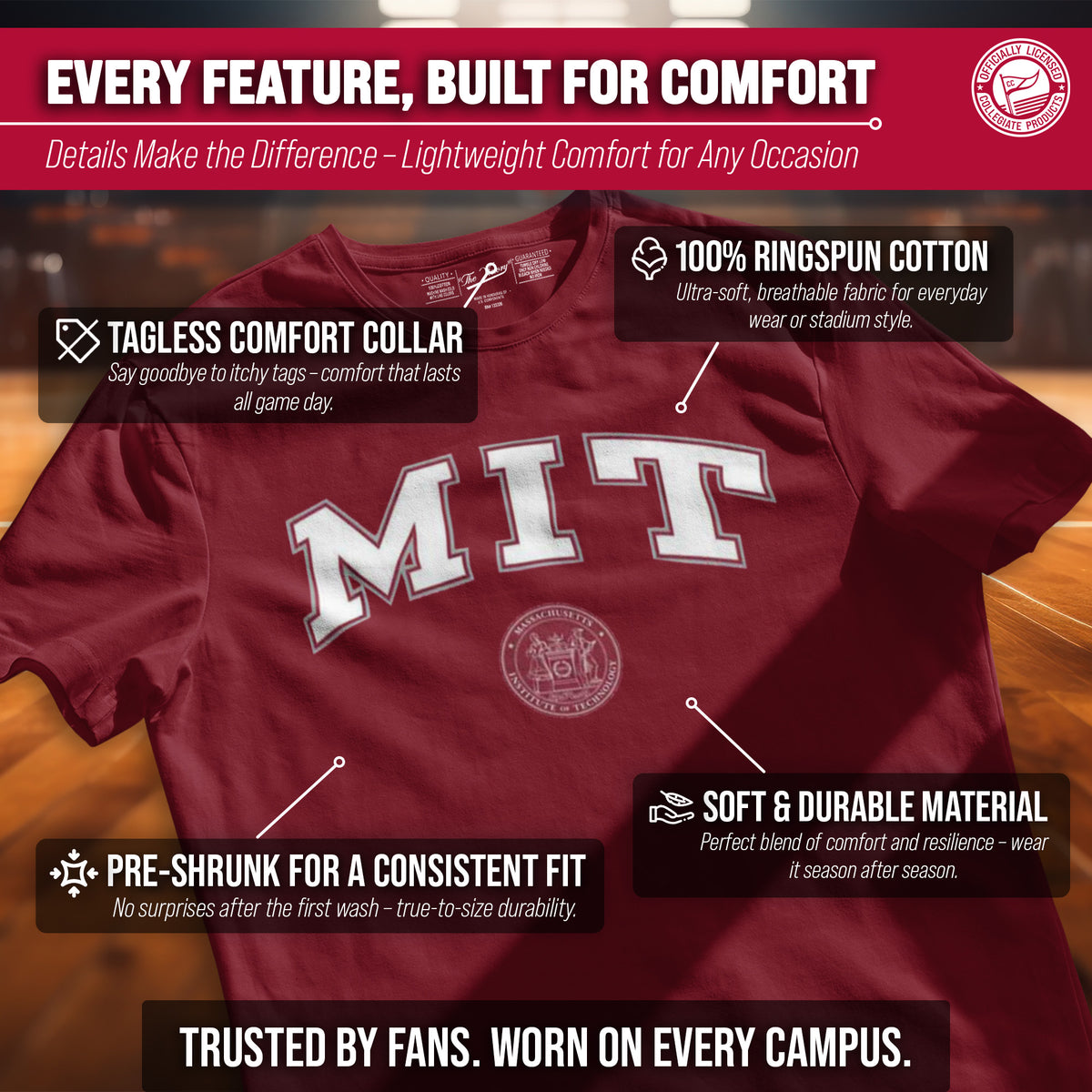 MIT Engineers NCAA Adult Gameday Cotton T-Shirt - Cardinal