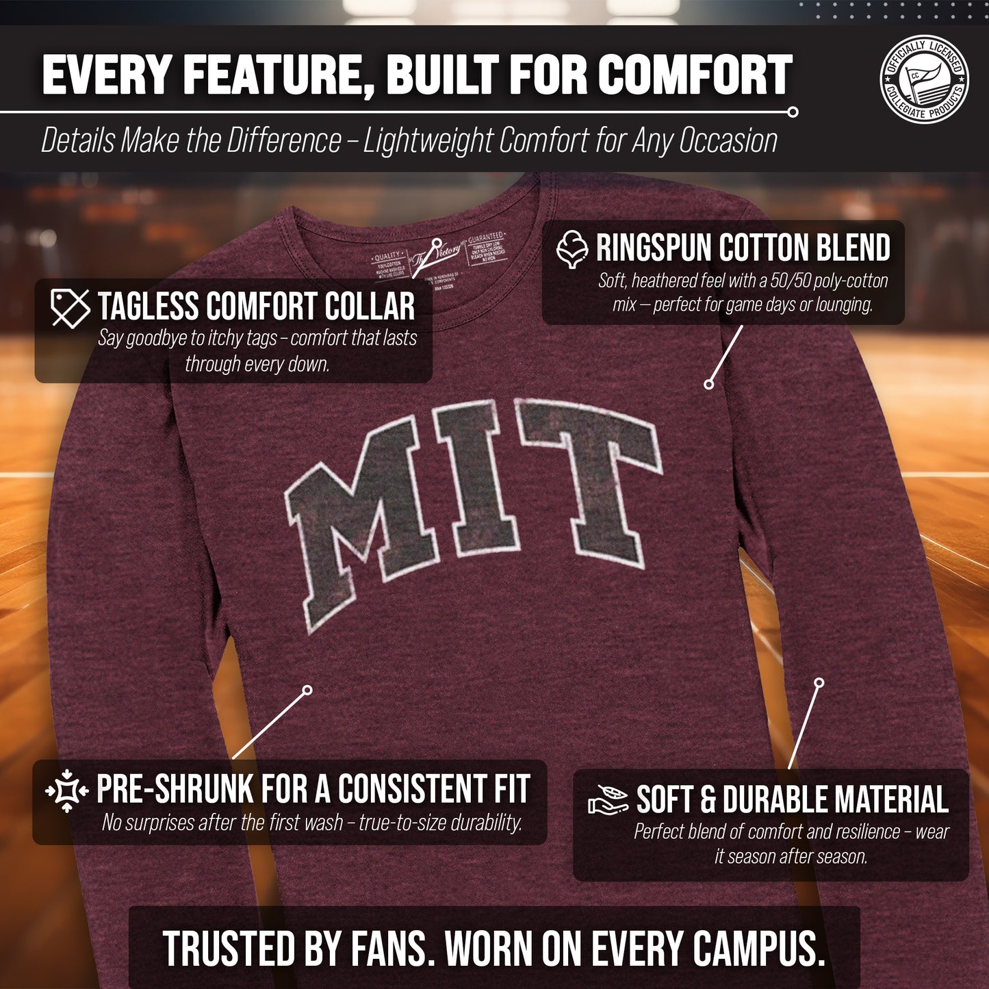 MIT Engineers NCAA MVP Adult Long-Sleeve Shirt - Maroon