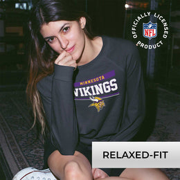 Minnesota Vikings NFL Womens Team Block French Terry Slouchy Top - Charcoal