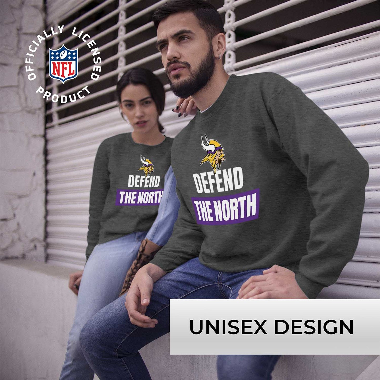 Minnesota Vikings NFL Adult Slogan Crewneck Sweatshirt - Gray
