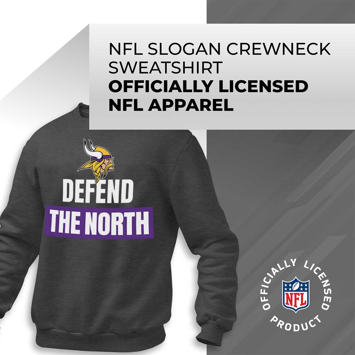 Minnesota Vikings NFL Adult Slogan Crewneck Sweatshirt - Gray