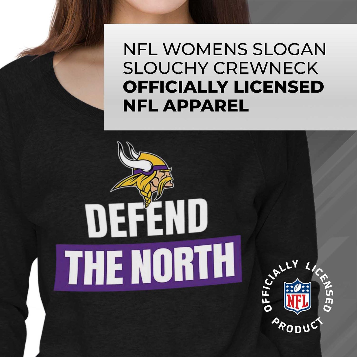 Minnesota Vikings NFL Womens Plus Size Team Slogan Crew Neck - Black