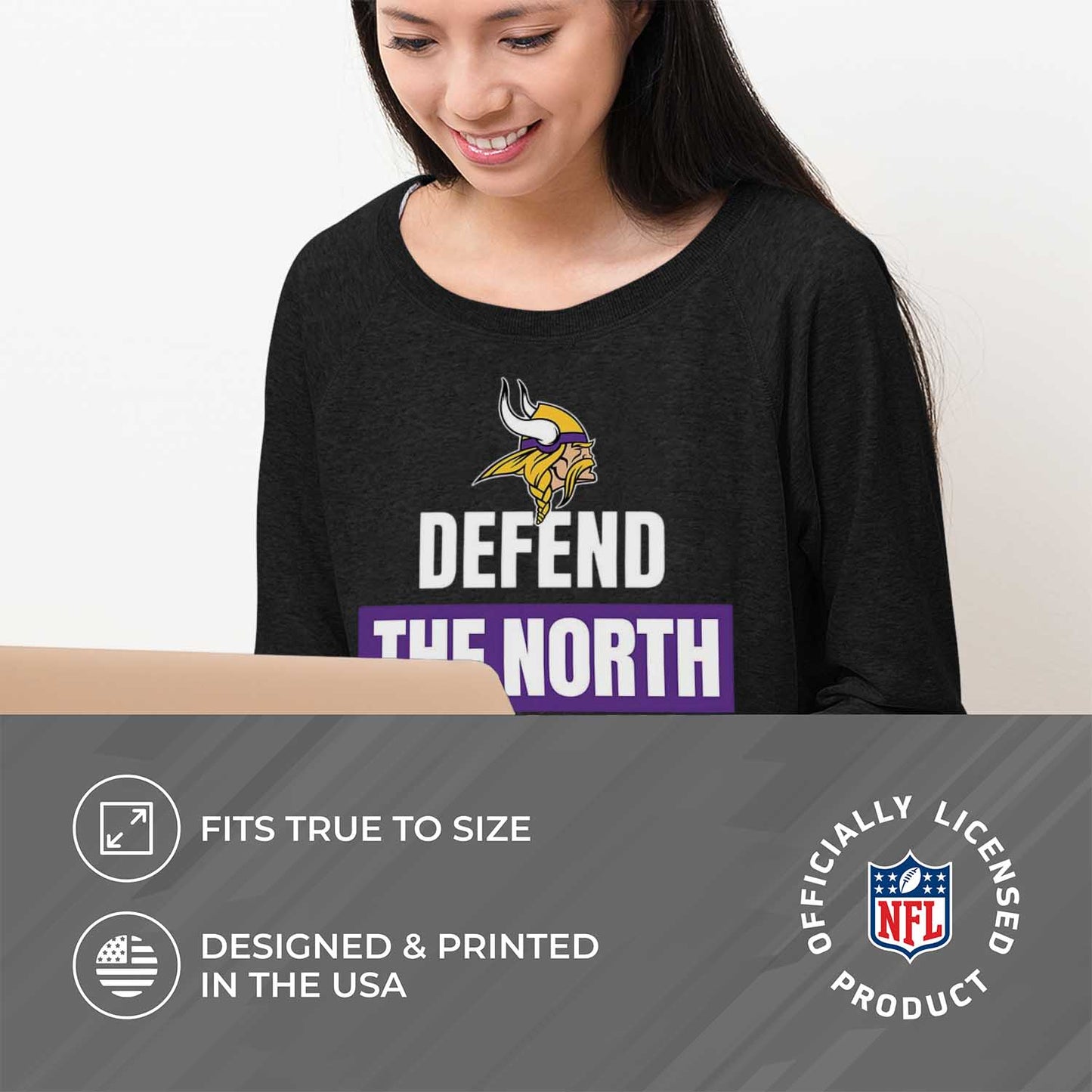 Minnesota Vikings NFL Womens Plus Size Team Slogan Crew Neck - Black