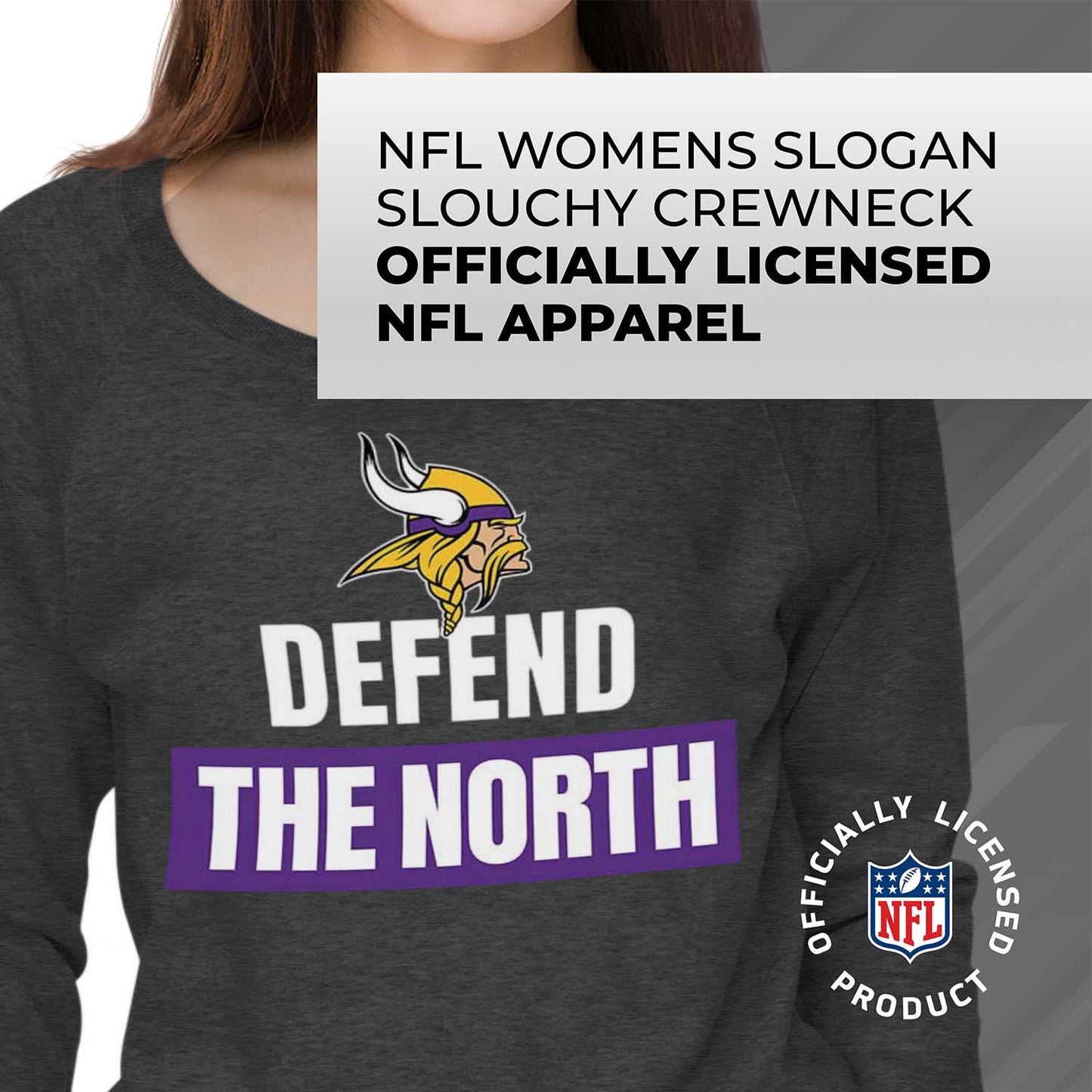 Minnesota Vikings NFL Womens Plus Size Team Slogan Crew Neck - Charcoal