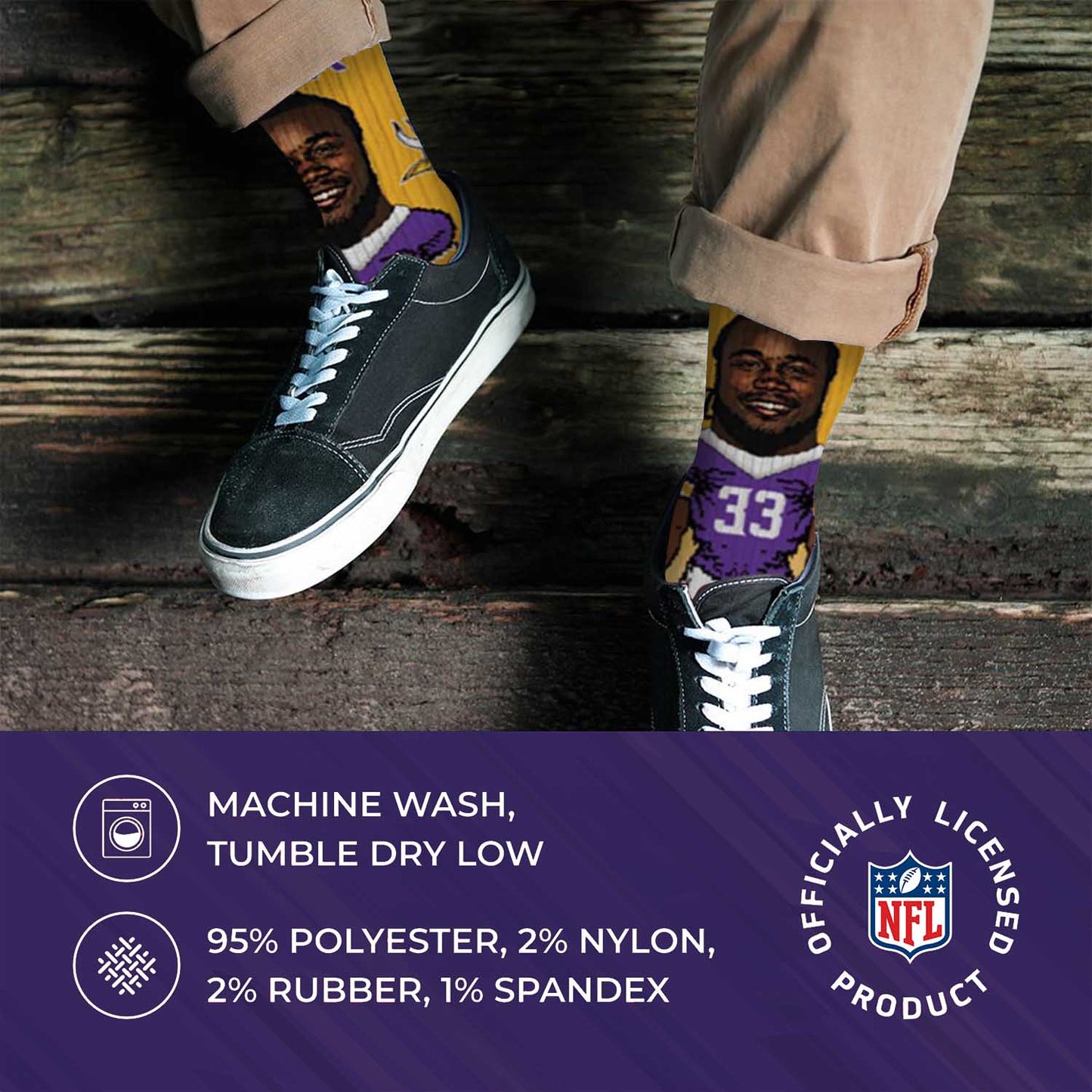 Minnesota Vikings FBF NFL V Curve Socks - Gold
