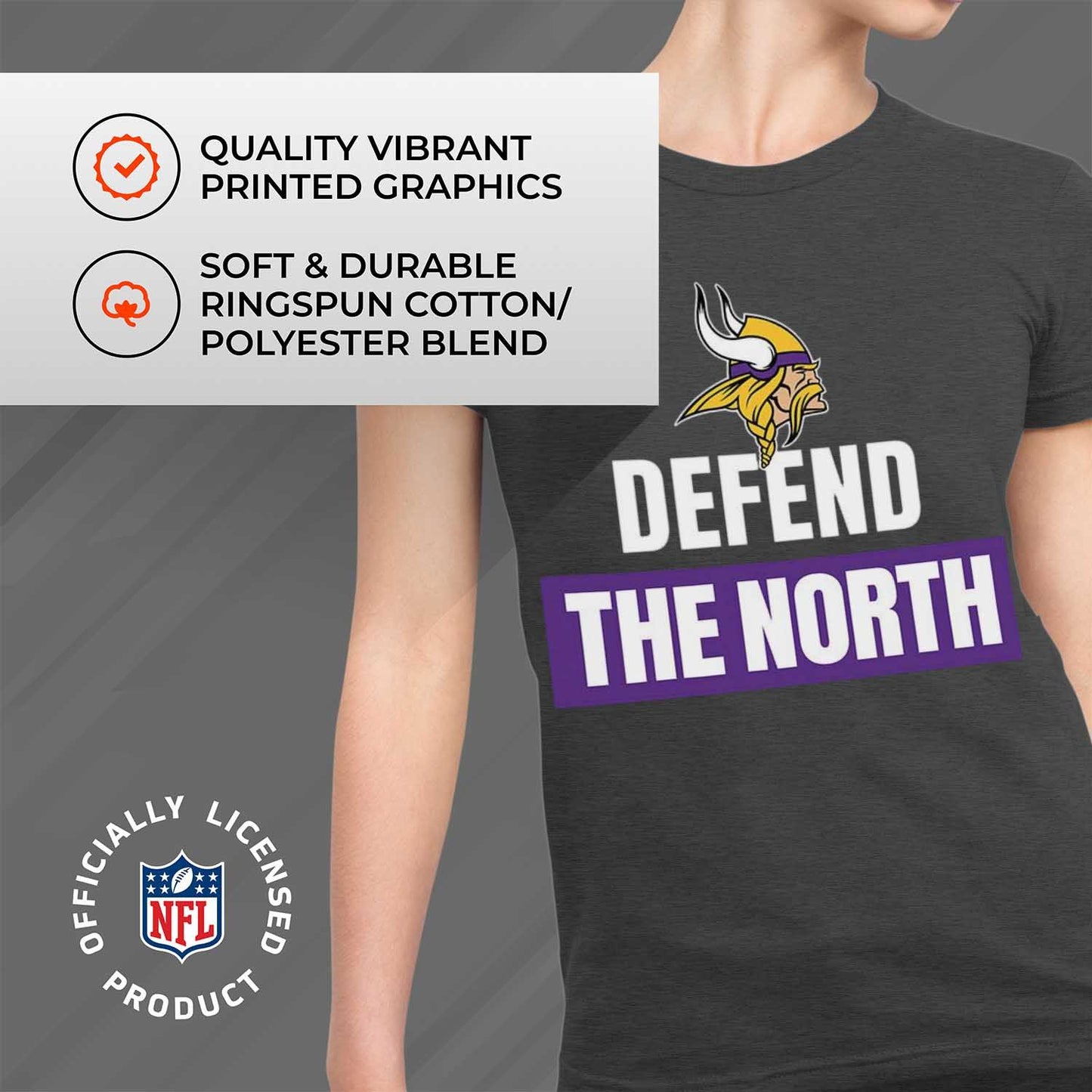 Minnesota Vikings NFL Womens Plus Size Team Slogan Short Sleeve T-Shirt - Charcoal