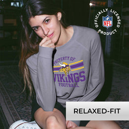 Minnesota Vikings NFL Womens Property of Lighweight Crew Neck - Sport Gray